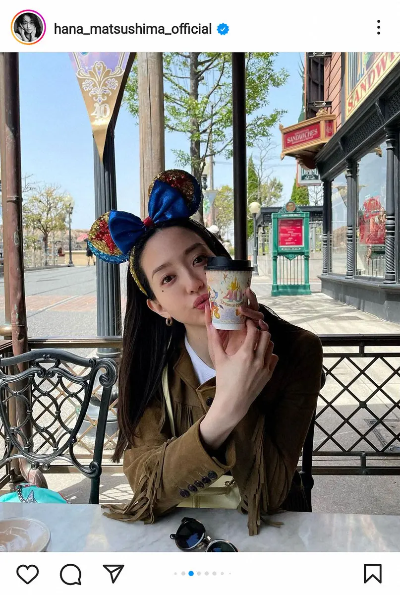 【画像・写真】松島花　半年ぶり“親子ディズニー”今度はシー！「姉妹にも見えます」「目立ち過ぎてバレちゃう」の声