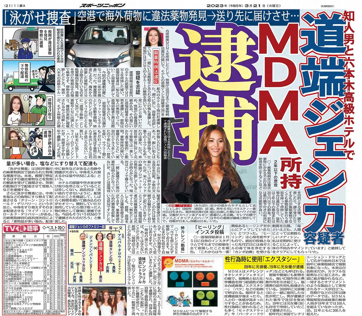 【画像・写真】道端ジェシカ　夫の事件で活動に影響も…MDMA所持「泳がせ捜査」の逮捕劇　台湾系米国人、夫の素性は
