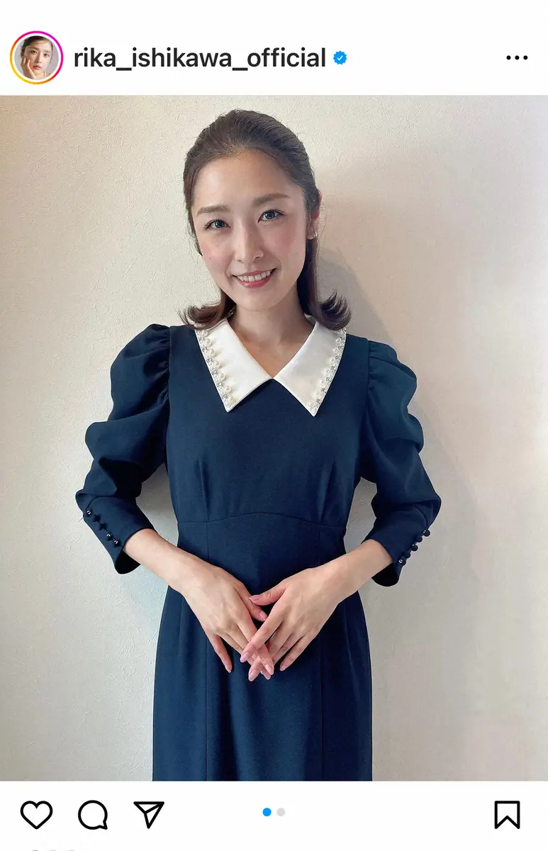 【画像・写真】石川梨華　ネイビーワンピの入園式コーデ披露に「なんてかわいいママ」「ずっと変わらない可愛いらしさ」