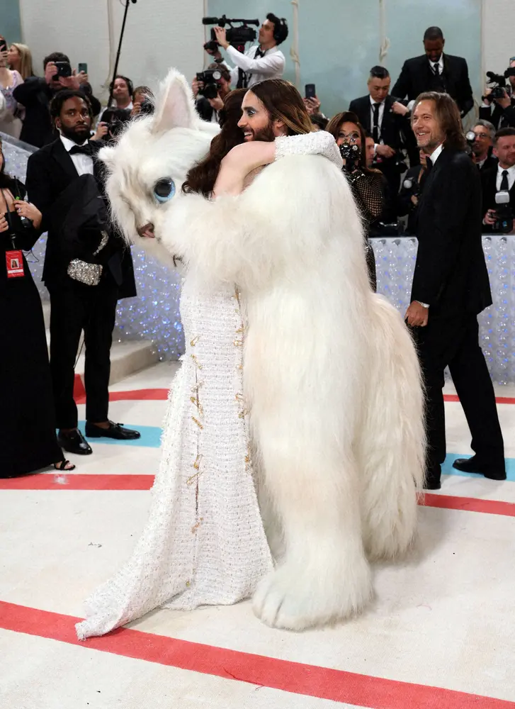 【画像・写真】「メットガラ」に謎の猫、ネット爆笑「優勝」「猫おるw」　お姫様ジェニ、女神アン・ハサウェイ…豪華絢爛