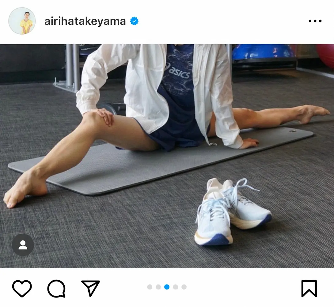 【画像・写真】誠也妻・畠山愛理　久々ジムで180度開脚！さすが元アスリート　「産後とは思えない」「抜群のスタイル」