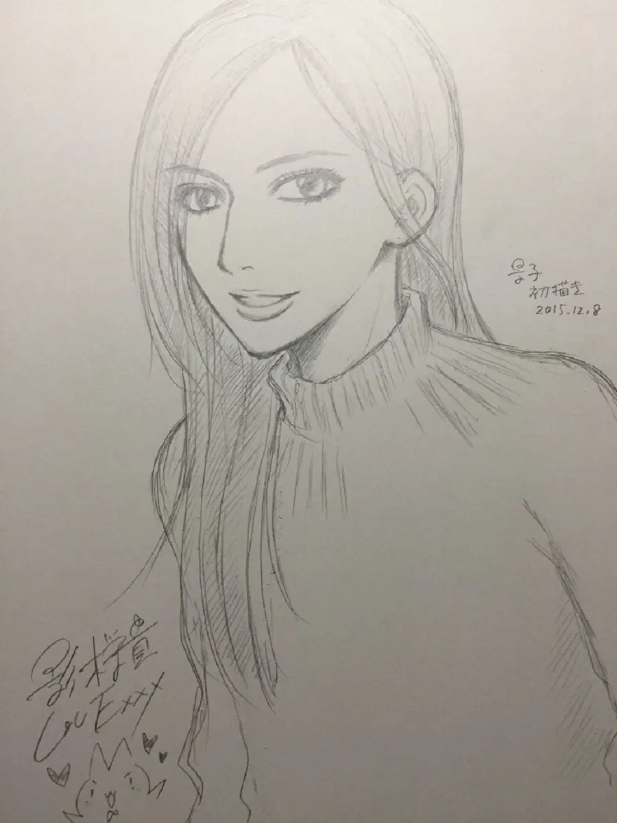 DAIGOの姉で漫画家の影木栄貴が描いた北川景子（影木栄貴のブログから）