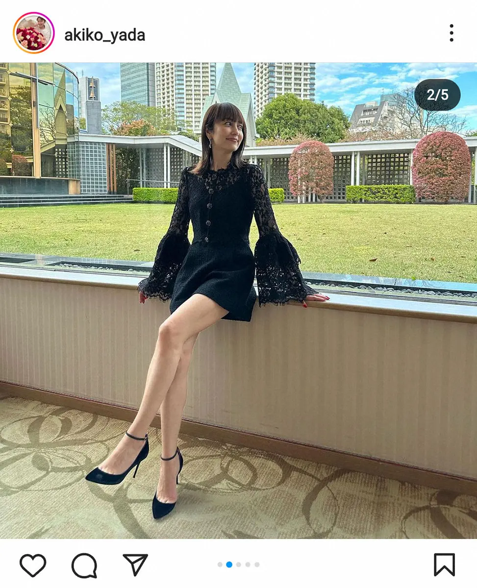 【画像・写真】矢田亜希子　袖コンシャスな超ミニワンピ姿披露に「めっちゃ美脚」「しかし、細い!!」の声
