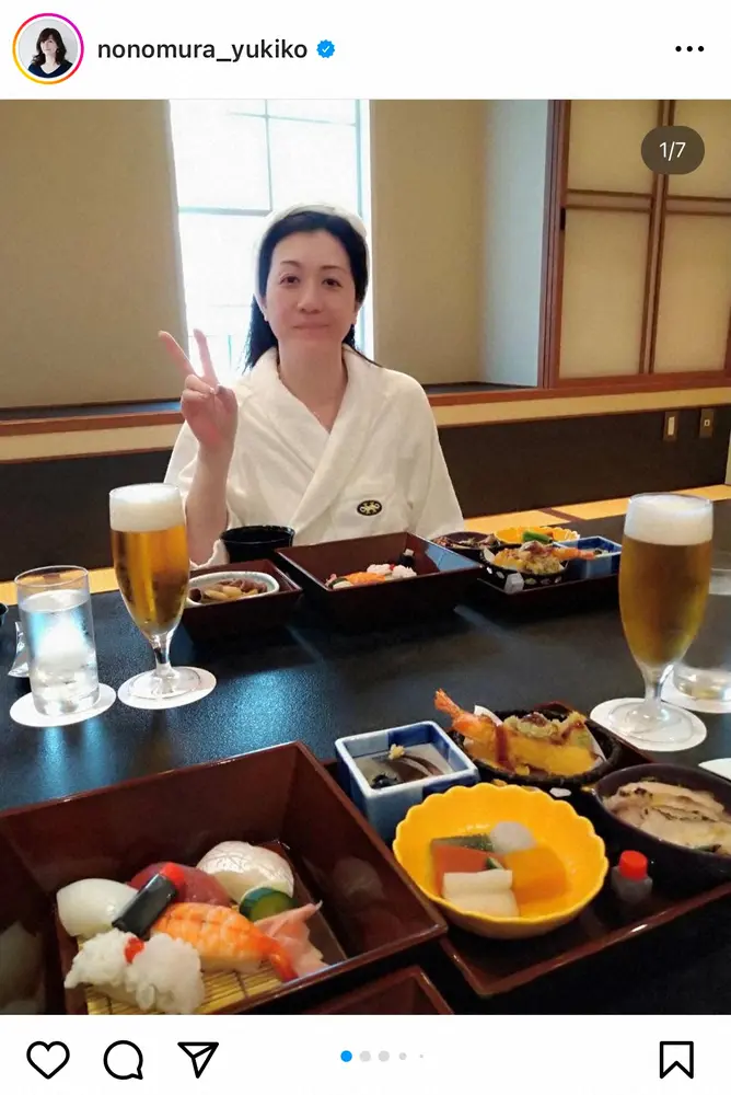 【画像・写真】野々村友紀子氏　風呂上がりすっぴんでプハーっ！「本当にすっぴん？」「綺麗」　撮影者にファン歓喜