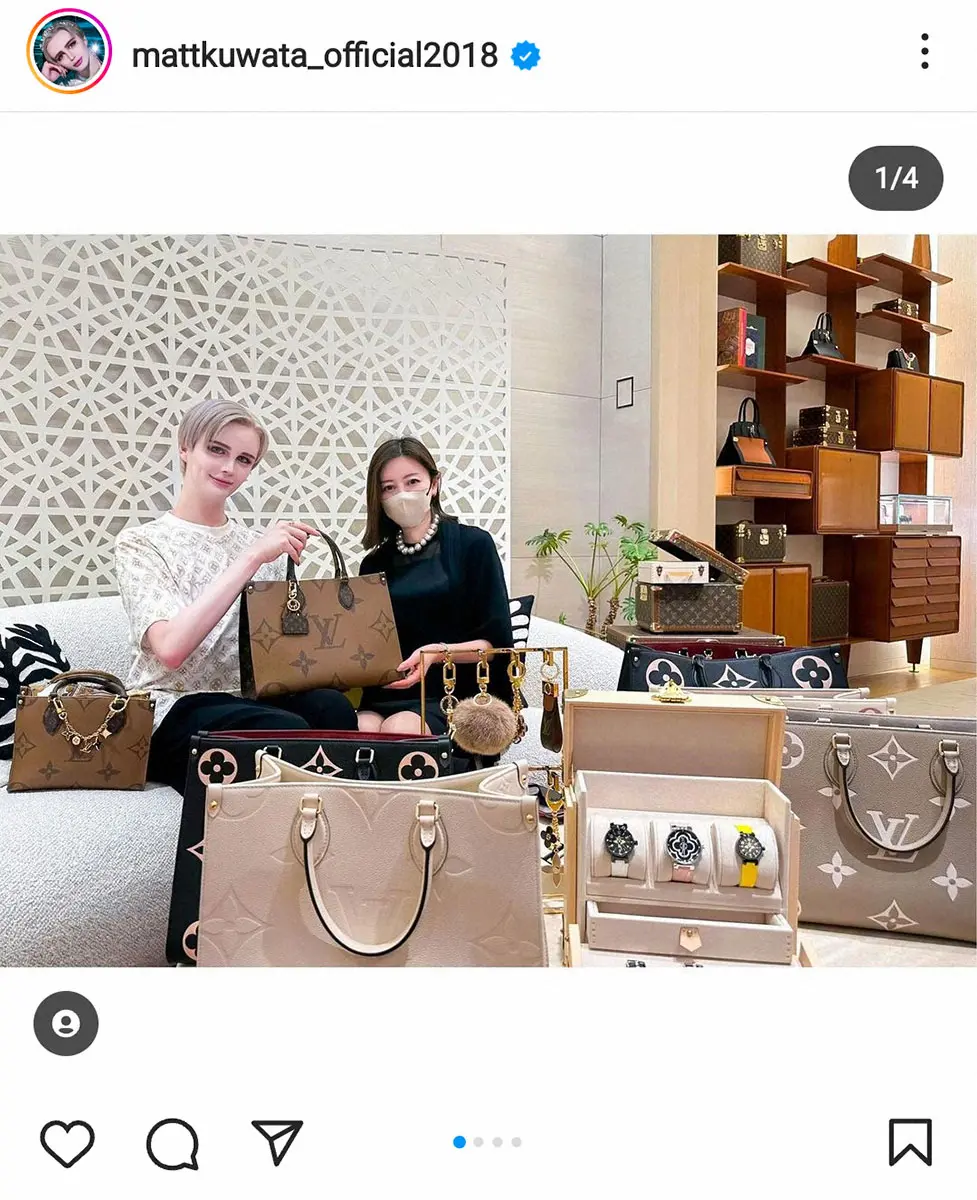 【画像・写真】Matt　母の日にルイ・ヴィトンのバッグプレゼント　美しすぎる母に「お姉さんかと」「綺麗すぎる」の声