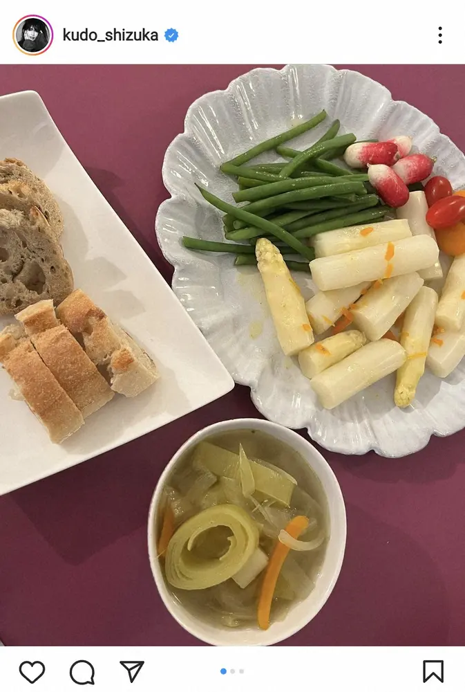 【画像・写真】工藤静香　「簡単に美味しく決まる一品」バターソースを使った手料理に「彩バランス綺麗ですね」の声