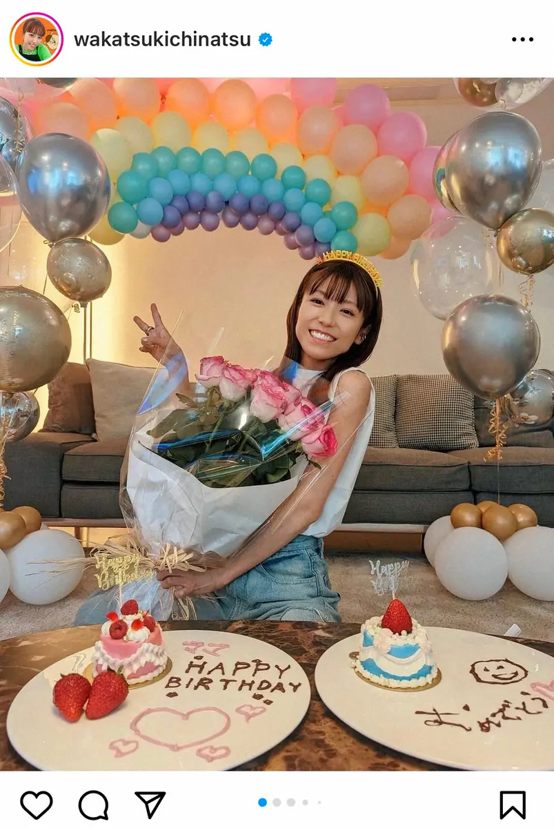 【画像・写真】若槻千夏39歳に　「朝からコソコソ…予想を超えてすごかったw」家族のサプライズ誕生祝いに感激