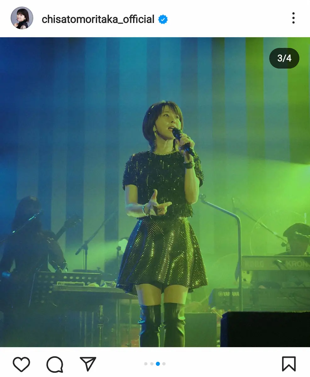 【画像・写真】森高千里　54歳初ツアー初日公演を報告　ミニスカ＆ロングブーツ姿に「ほんとに54歳？」の声