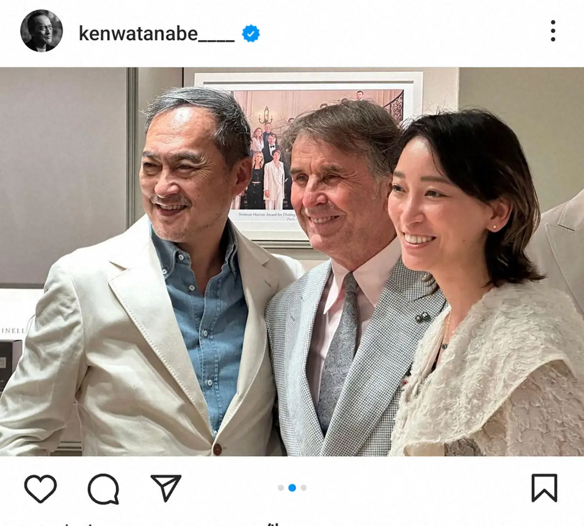 【画像・写真】渡辺謙　伊フィレンツェで長女の杏と再会報告「娘と共に500人を超える食事会にお招きいただき…」