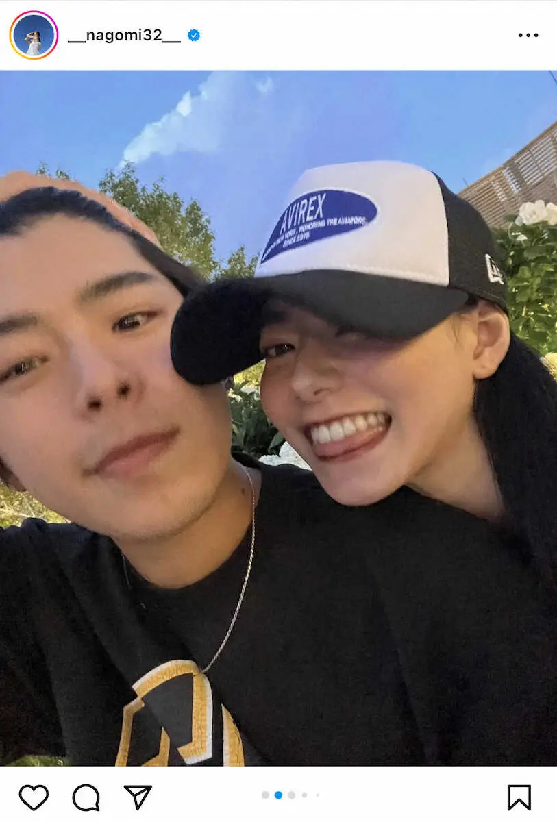 【画像・写真】なごみの公式インスタグラムから（＠＿nagomi32＿）。こーくんとの自撮り2ショット