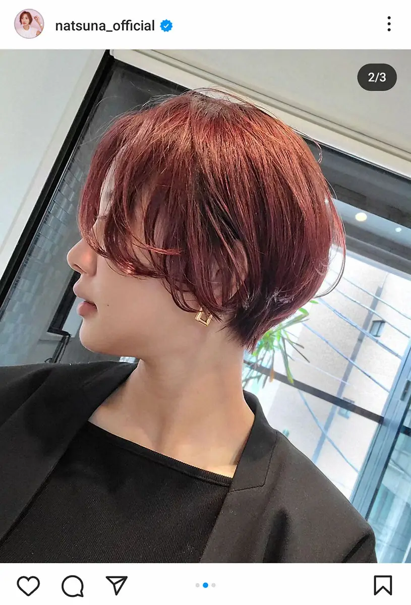 【画像・写真】第2子妊娠中の夏菜　ボルドーカラーのハンサムショート姿披露「もうツインテールできないじゃん」