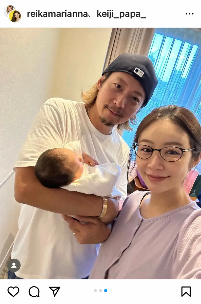 【画像・写真】宮崎麗果さん　夫・黒木啓司さんの我が子“初抱っこ”報告　涙する姿にファン「もらい泣き」「素敵なパパ」