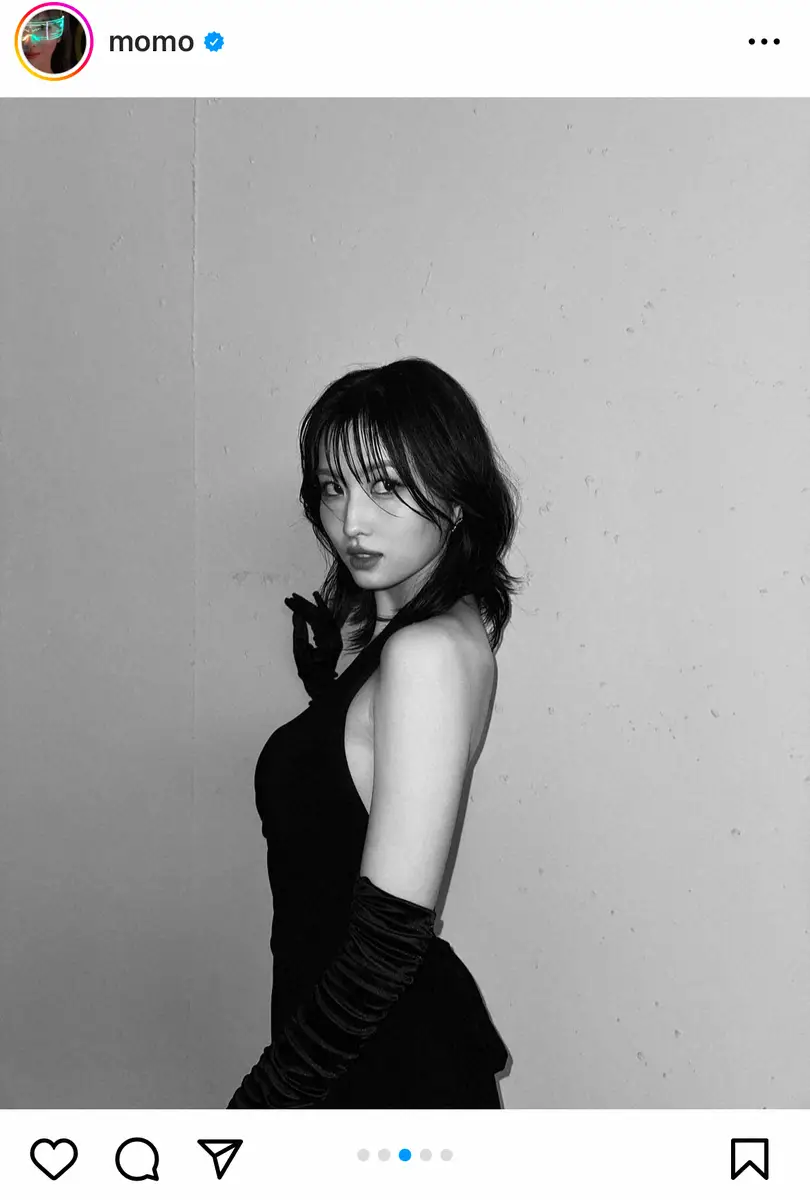 【画像・写真】TWICEモモ　クールな黒ドレスで美背中披露「最強で最高」「濡れ髪可愛い」「イケメン過ぎ」と絶賛の声