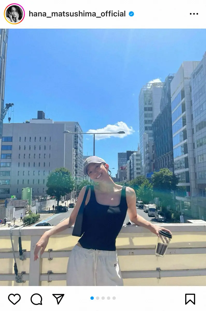 【画像・写真】松島花　背中を大胆に披露！美しすぎるタンクトップ姿にフォロワー「夏の女神よ」