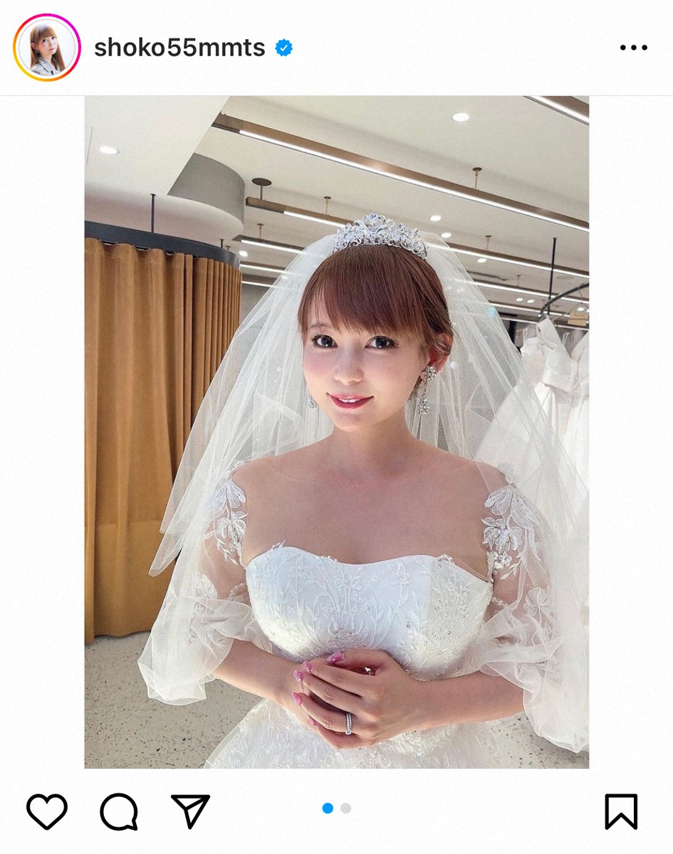 中川翔子 純白＆ラベンダーのウエディングドレス姿にフォロワー