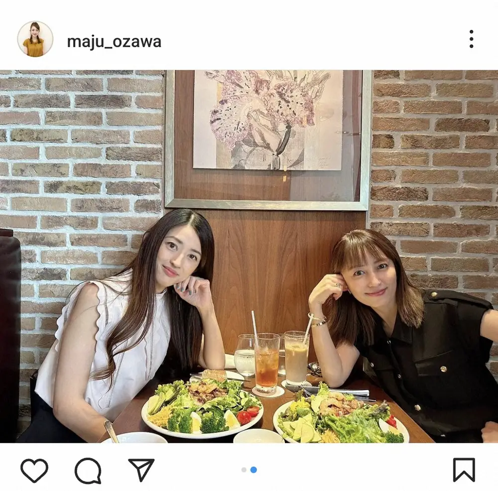 【画像・写真】小沢真珠　「旧友」矢田亜希子とのランチ2ショット披露に「めちゃ美人」「最高なお二人」の声