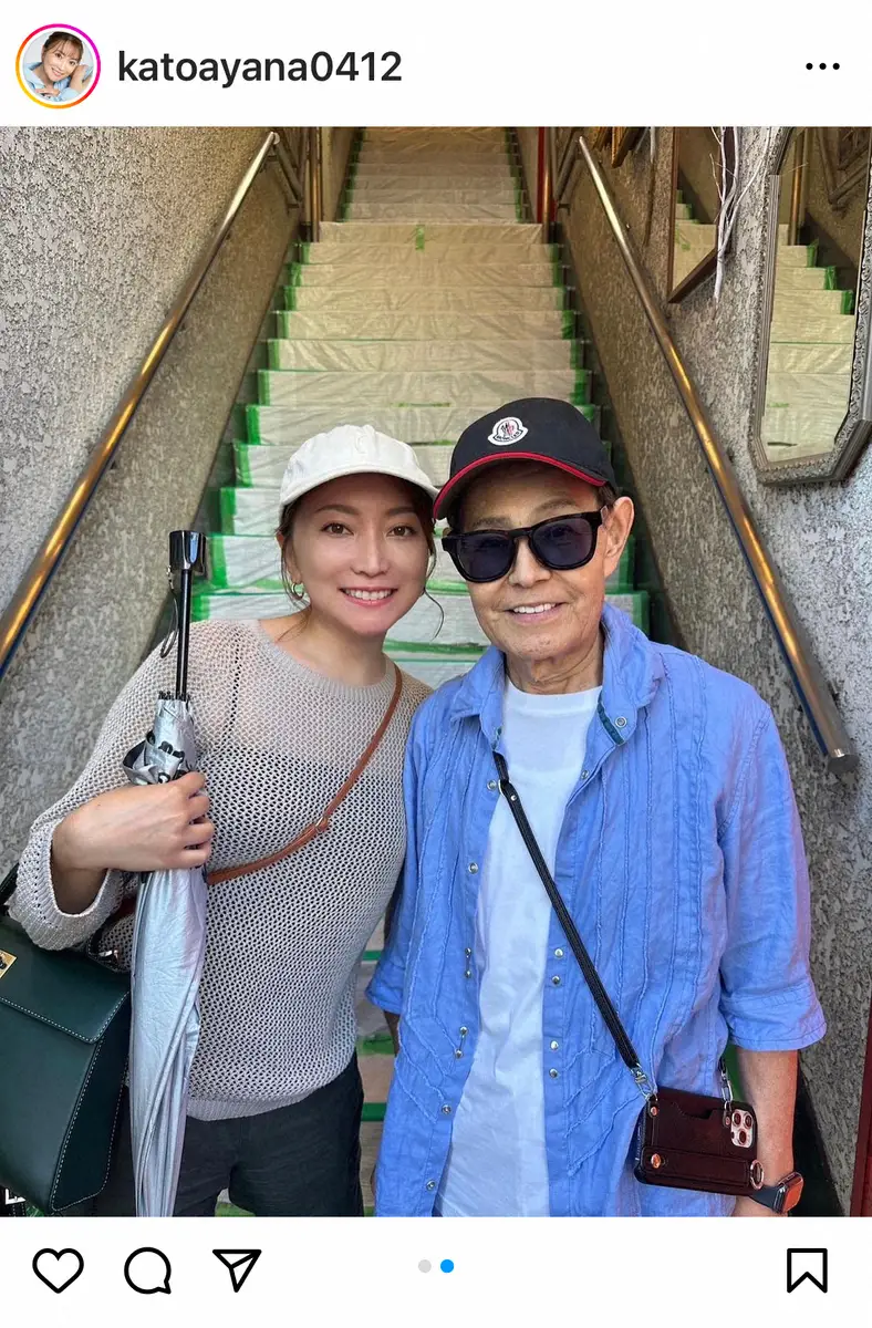 【画像・写真】加藤綾菜　「夫婦で仕事」仲睦まじい夫・加藤茶とのショットに「お二人お似合い」「本当に80歳ですか？」