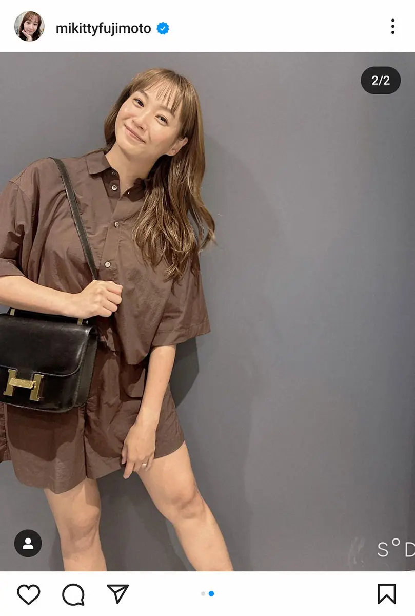 【画像・写真】藤本美貴　私服姿披露　「昔買ったんだけど38歳でやっと持ってみた」エルメスバッグも