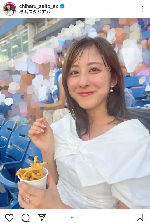 【画像・写真】斎藤ちはるアナ　同僚アナとの野球観戦3ショット公開に「皆さん素敵」「女神。。。」「可愛いです」