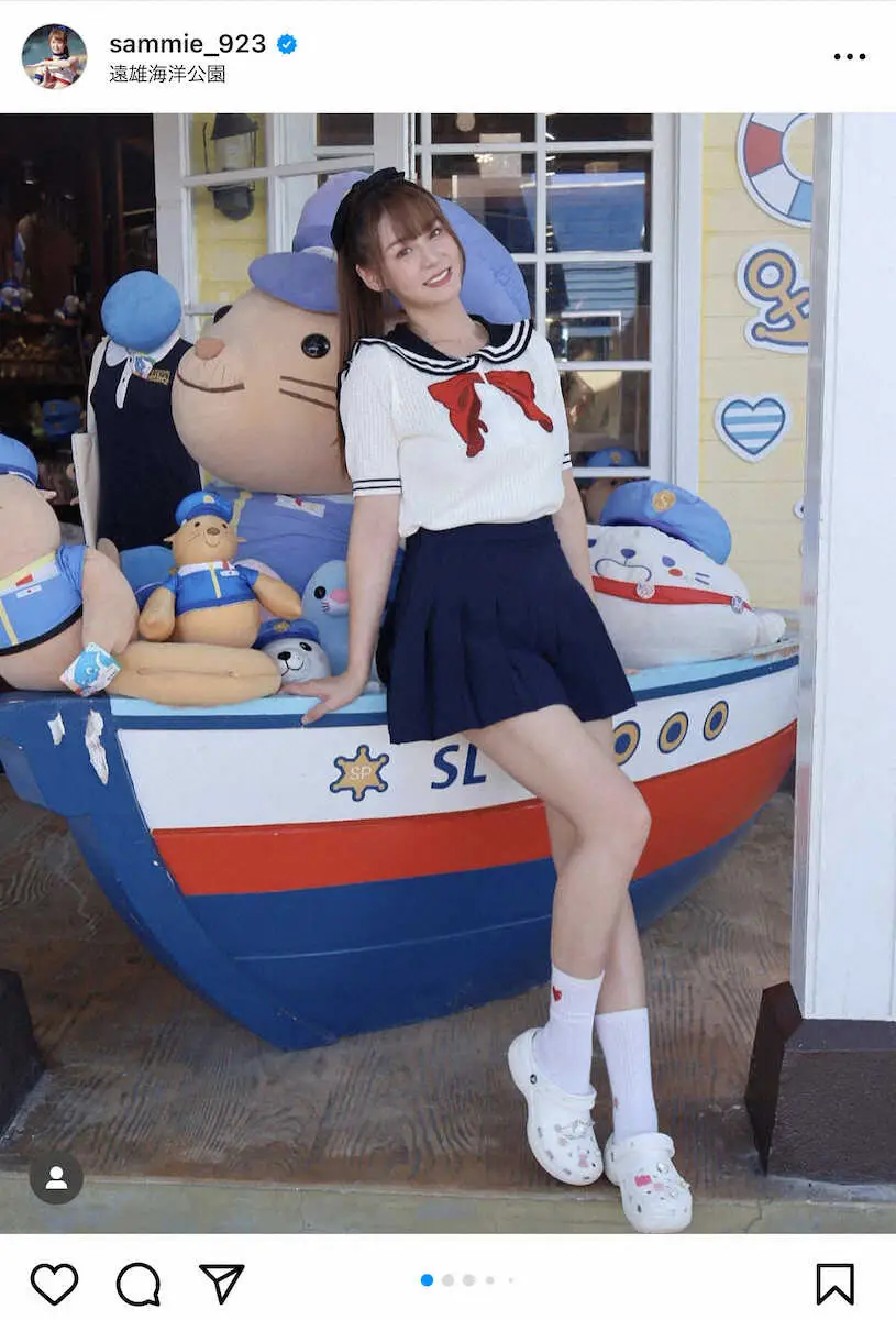 【画像・写真】フォロワー27万人の人気台湾チア　台湾初の海のテーマパークでセーラー服！「女子高生に負けてない」の声