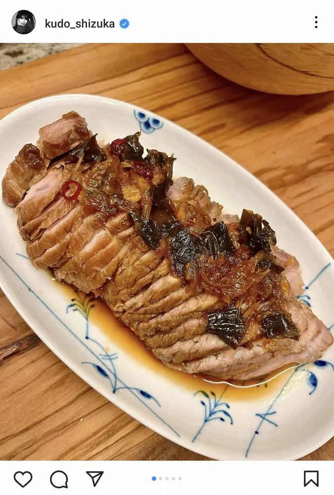 【画像・写真】工藤静香　手作りの「焼き豚風の煮豚」と「タイのカルパッチョ」披露に「素敵な手料理作ってて尊敬」の声