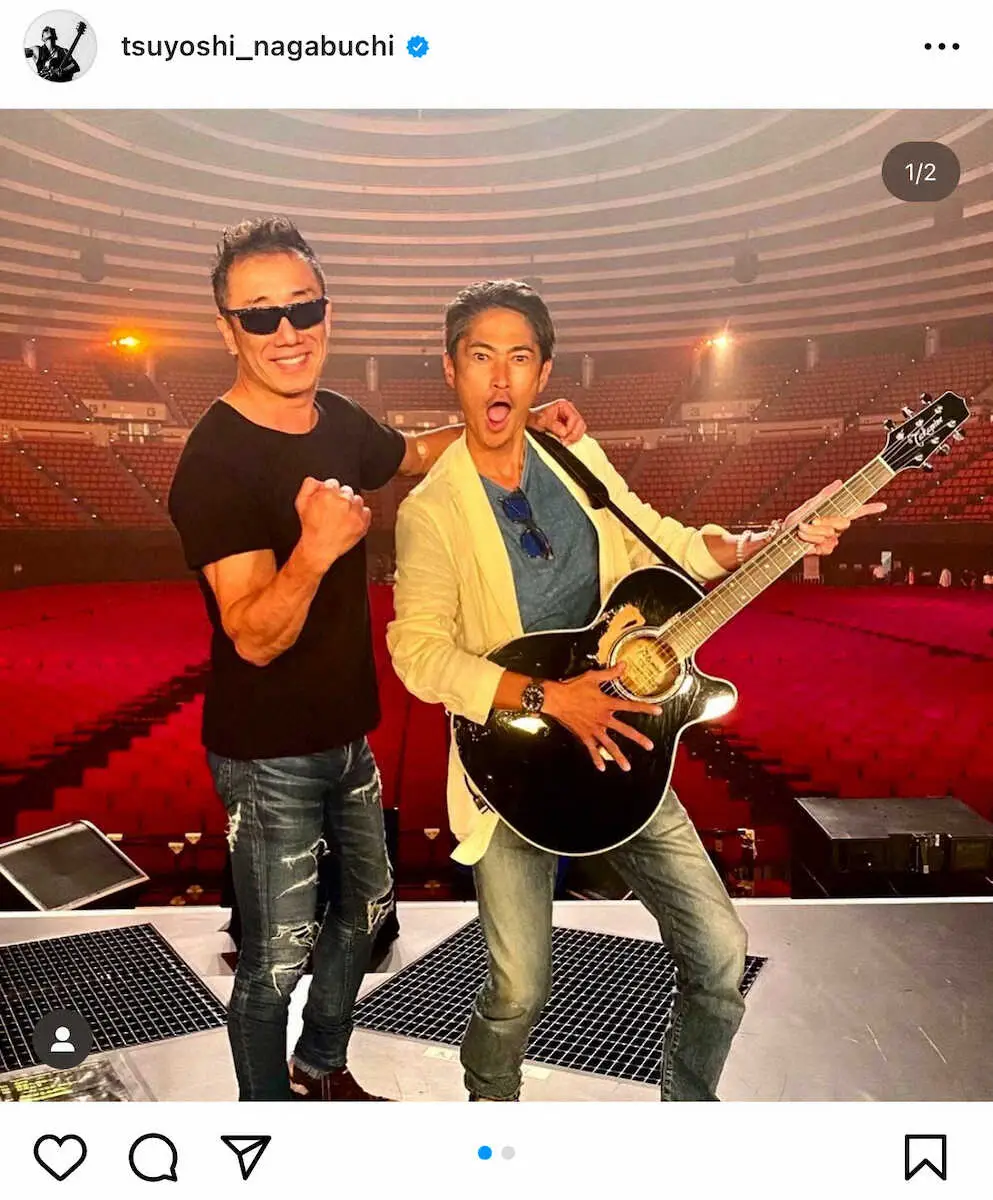 【画像・写真】“デビューした頃から大好きな役者”の窪塚洋介と長渕剛の豪華2ショット。長渕剛公式インスタグラム（＠tsuyoshi_nagabuchi）から。