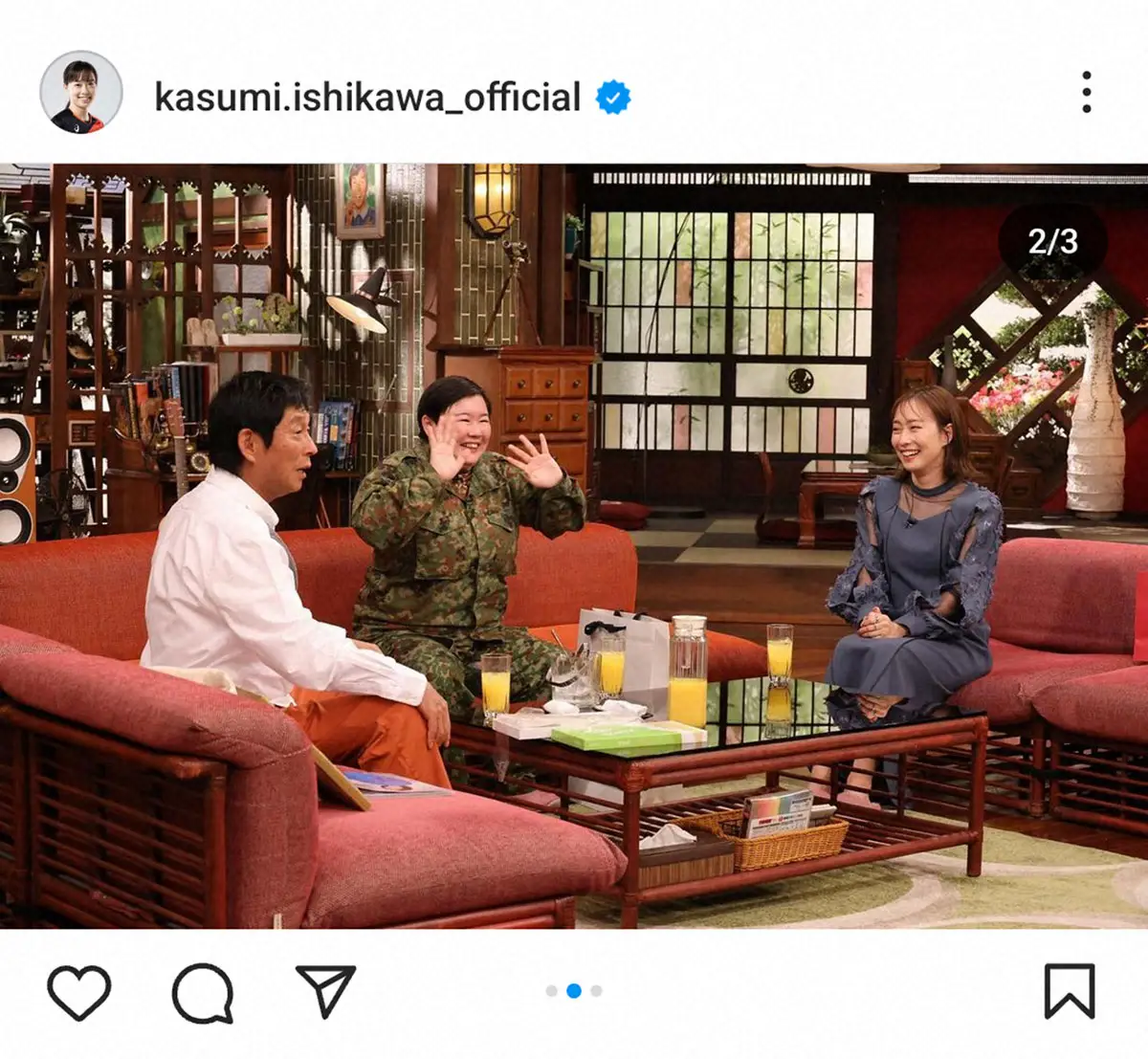 【画像・写真】石川佳純さん　9年ぶり「さんまのまんま」出演報告　あでやかドレス姿に「女優か！」「エレガント」の声