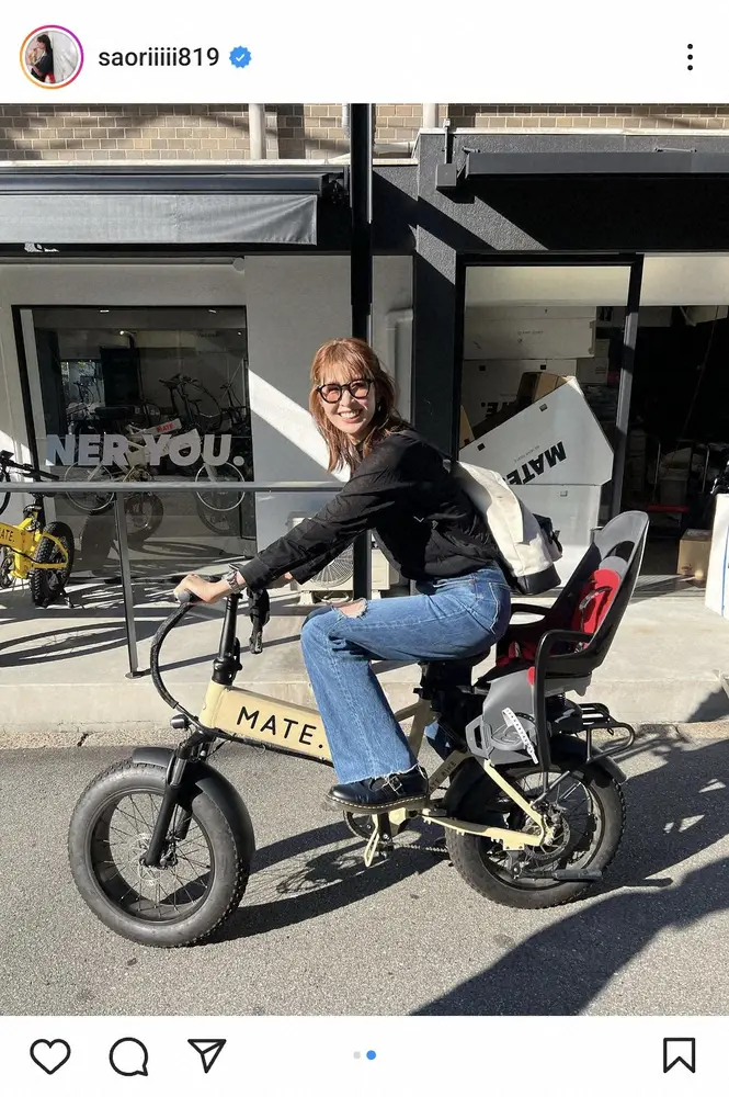【画像・写真】木村沙織さん　愛車のオシャレ電動自転車を「ママチャリバージョンに」　笑顔でまたがり「カッコイイ」の声
