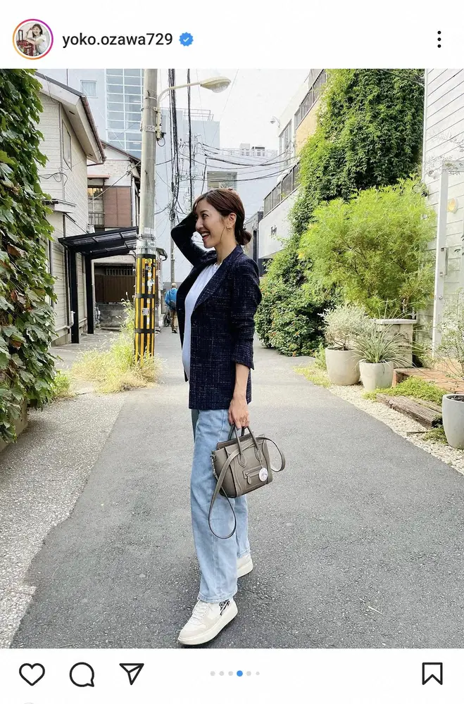 【画像・写真】第1子妊娠中のフジ小澤陽子アナ　ふっくらおなかのジャケットコーデ披露に「カッコいい」「美しい」の声