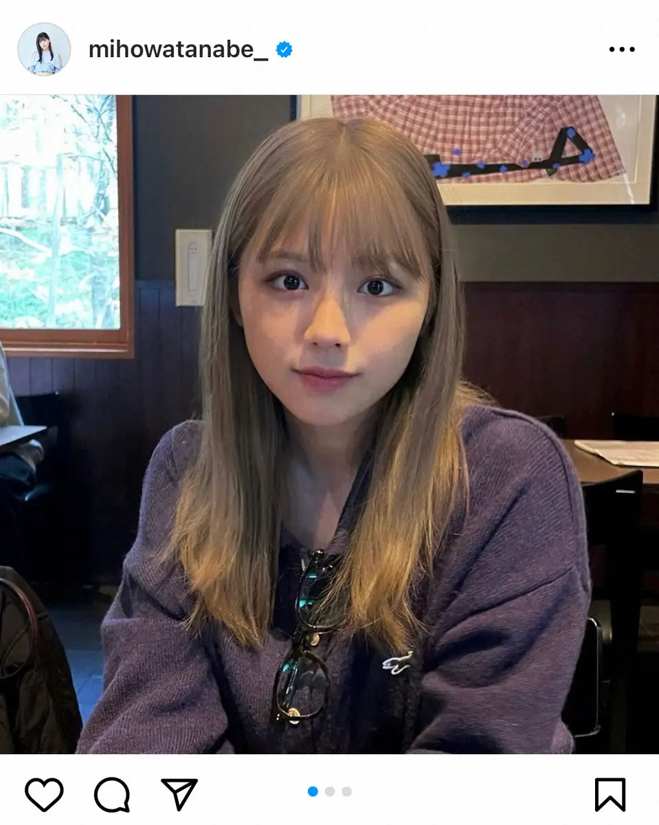 【画像・写真】元日向坂46渡邉美穂「サヨナラ、黒髪」　明るく染めた新ヘア披露に「可愛すぎるね」「新鮮」の声