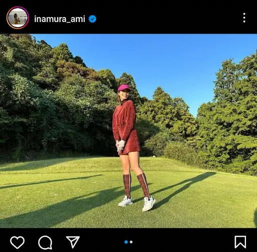 【画像・写真】稲村亜美　ミニスカ・ゴルフウエア姿披露に「足綺麗」「素敵です」「まさに健康美！！」