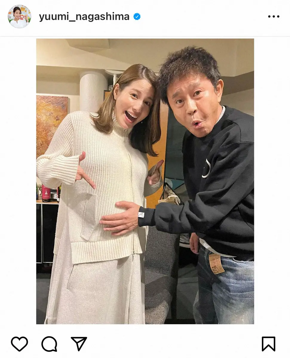 【画像・写真】安産間違いなし!?永島優美アナ　浜田雅功からお腹に「ハンドパワー」送られる2ショット披露