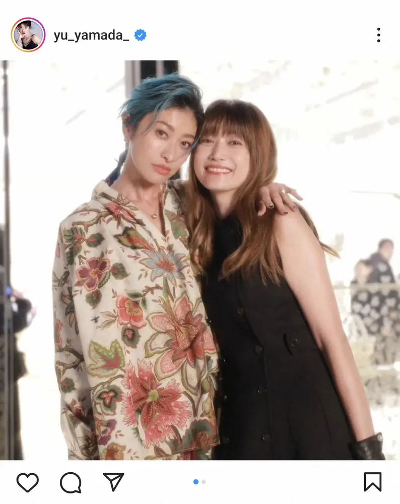 【画像・写真】山田優　「可愛い子ちゃんにも会えた」超人気女優と2ショット　人気モデルとは“仲良し”肩組みショット