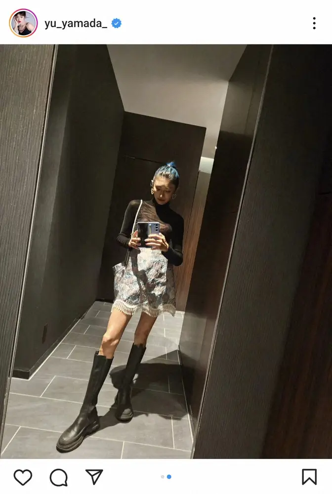 【画像・写真】山田優　「ライブを見に行った時の私服」ミニスカ×ブーツショット披露も「弟に透けすぎじゃない？と」