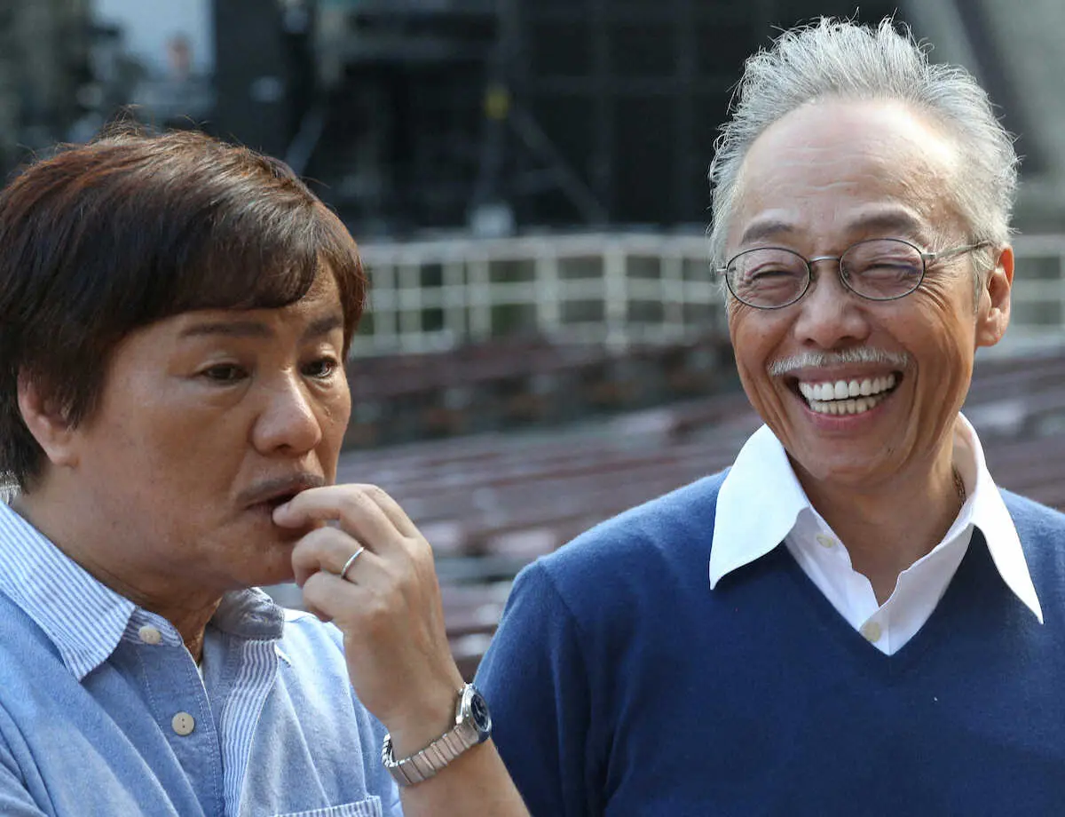 13年、32年ぶり野外公演の意気込みを語る堀内孝雄（左）と谷村新司さん