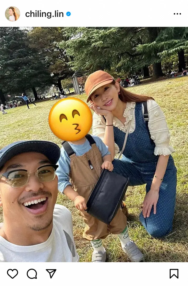 【画像・写真】リン・チーリン　49歳誕生日に夫・EXILE AKIRA＆わが子との公園ショット披露「みんな幸せに」