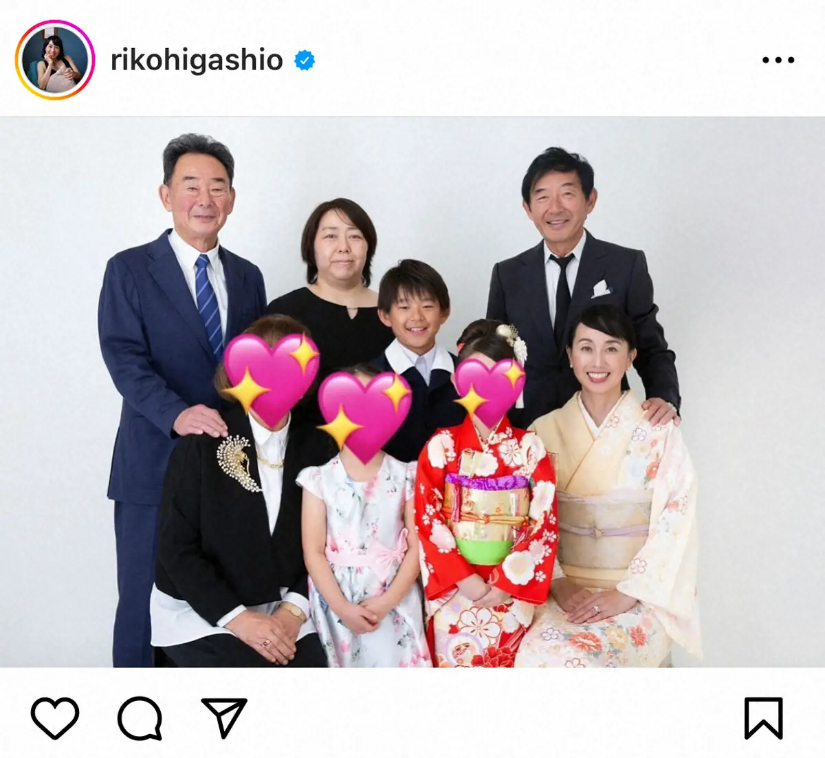 【画像・写真】東尾理子　七五三で夫・石田純一、父・東尾修氏ら家族勢ぞろいで「素敵な家族写真」の声