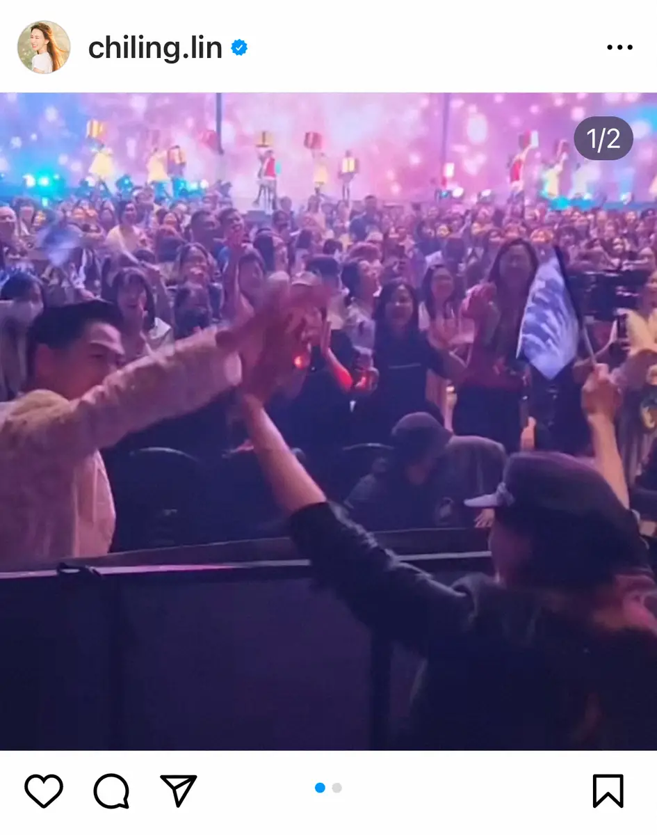 【画像・写真】リン・チーリン　EXILE AKIRAの台北ライブでハイタッチ「こんな夫婦憧れる」「素敵な瞬間」