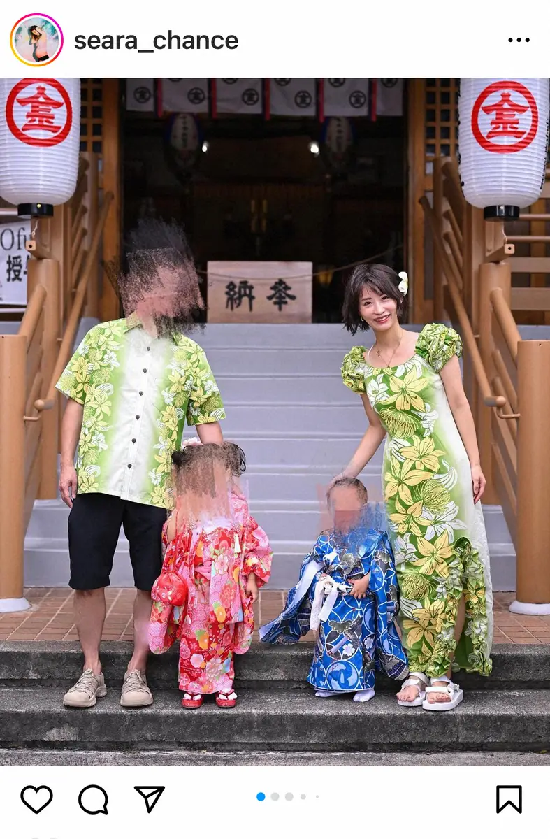 【画像・写真】光上せあら　年子の子どもたちの七五三をハワイで「この一枚で伝わったらいいなと…ムームーを着たよ」