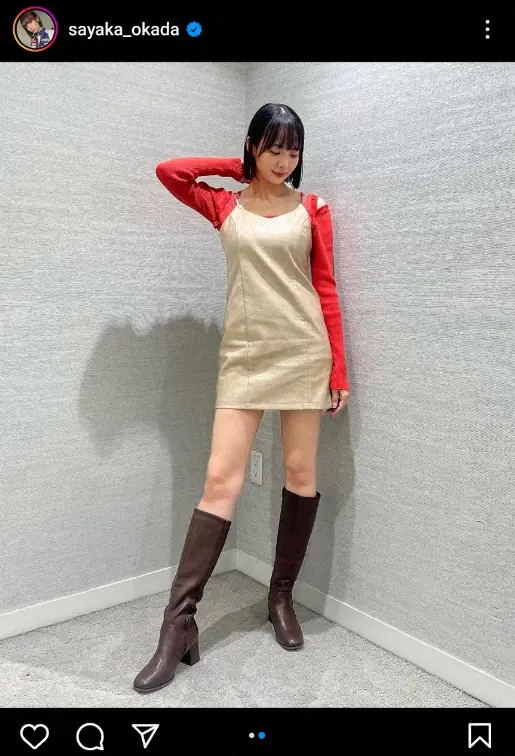 【画像・写真】“役満ボディー”岡田紗佳　超ミニワンピ＆ロングブーツ姿披露に「美脚、サイコー」「国士無双！」