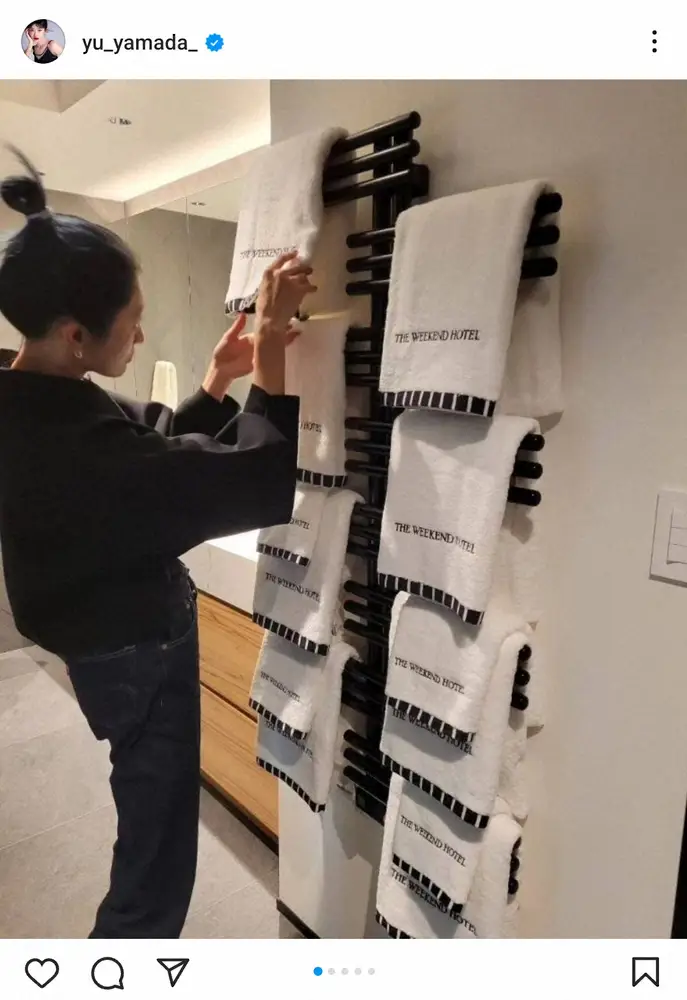 【画像・写真】山田優　「年末年始に向けてタオルの入れ換え」タオルヒーター完備の自宅に「ホテルみたい」の声