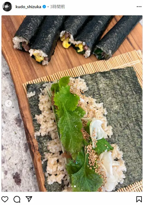 【画像・写真】工藤静香　手作り「恵方巻き」披露「食べやすく、シンプルに」　フォロワー「美味しそう」「さすが」　