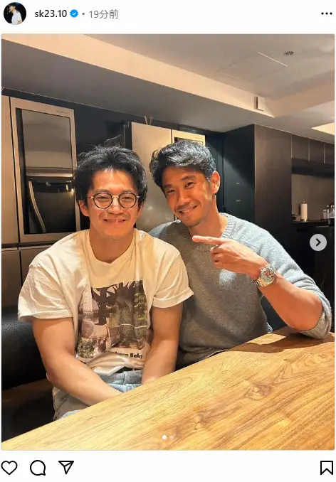 【画像・写真】香川真司　「兄貴」と慕う人気俳優と豪華2ショット　「二の腕」にファン仰天「やば」「すごっ」