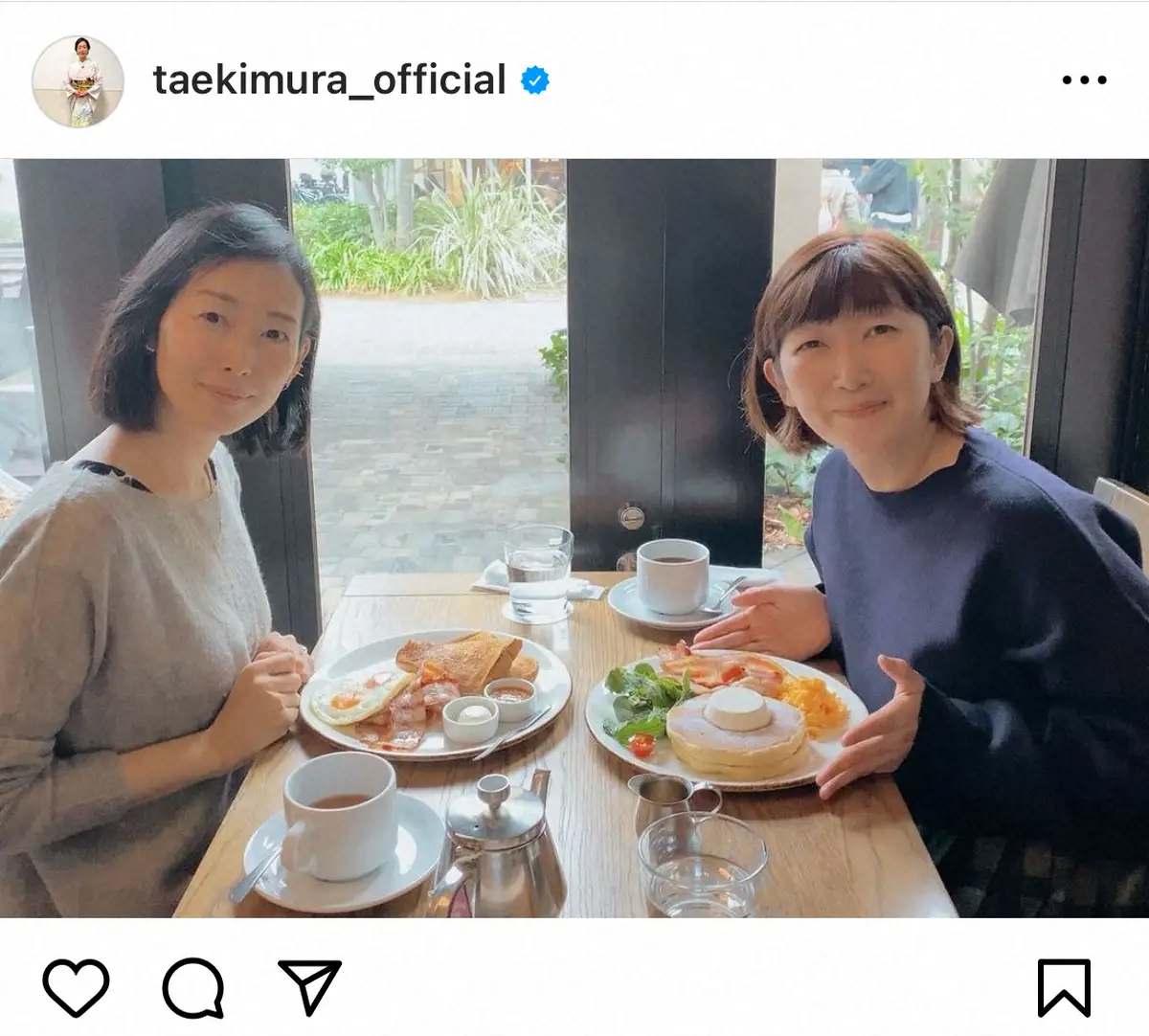 【画像・写真】木村多江「会うと楽しい気分になる」女性芸人とカフェで食事する様子に反響　「姉妹のよう」「似てる」の声
