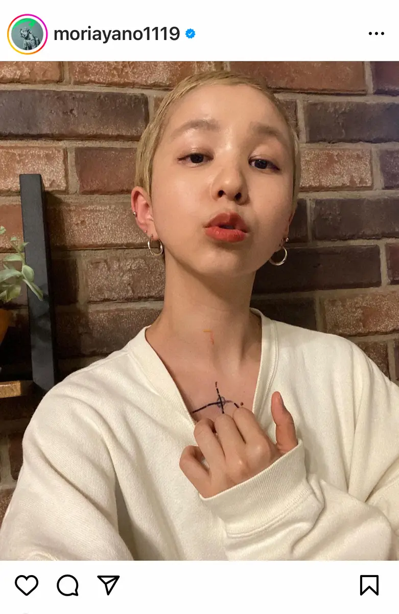 【画像・写真】乳がん公表Qaijff森彩乃　「抗がん剤で抜けた髪が生え揃ってきたので」金髪の近影公開に反響