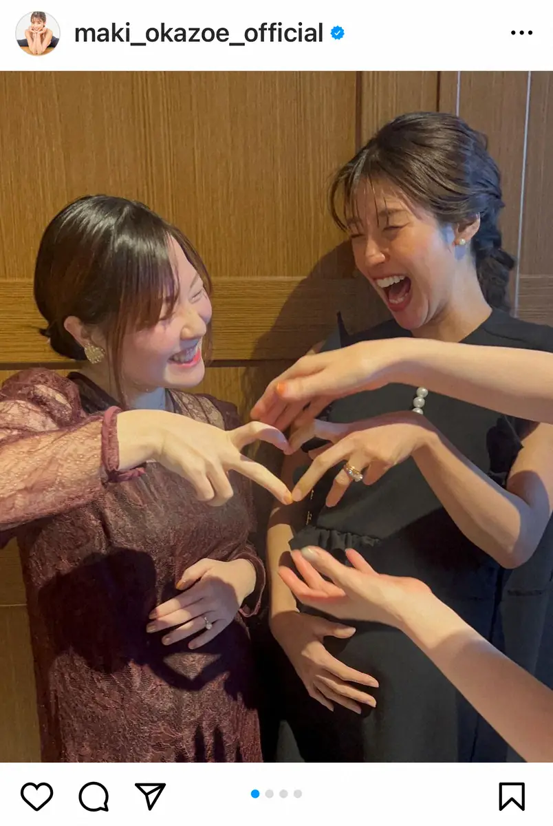 【画像・写真】第1子妊娠中の岡副麻希　「マイナートラブルが絶えなくて」大親友とのマタニティーショット公開