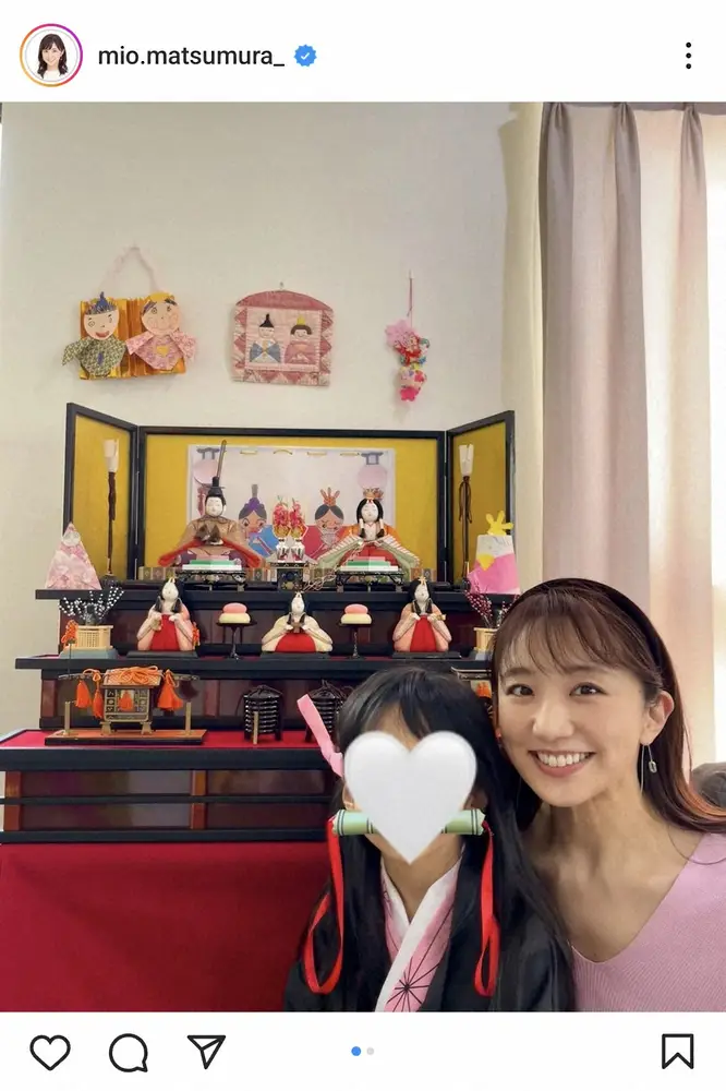 【画像・写真】フジ松村未央アナ　5歳愛娘とひな祭り親子ショット「健康で元気に過ごせますように」夫は陣内智則