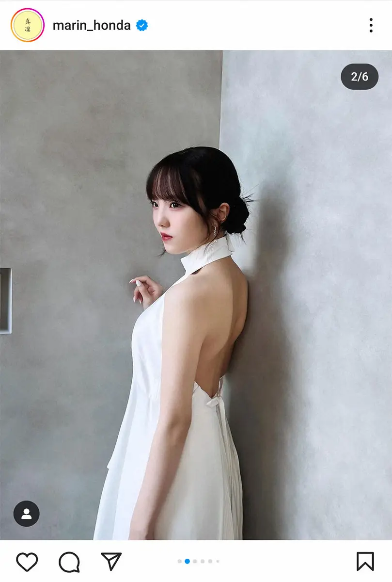 【画像・写真】本田真凜さん　大胆に背中を見せた純白ドレス姿に「これぞ美」「女神」「肩甲骨がえぐい」の声