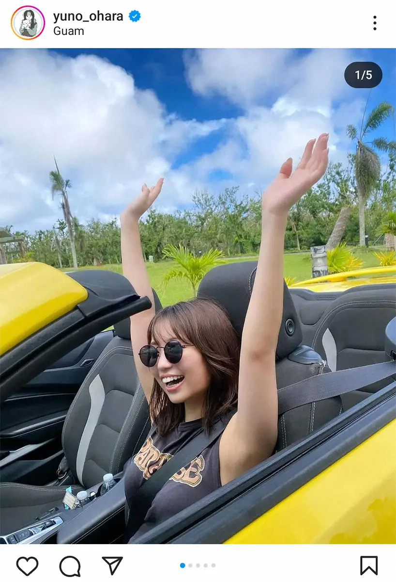 【画像・写真】大原優乃　海外での初運転「最高」　シボレー・カマロのオープンカー運転姿に「かっこいい」の声