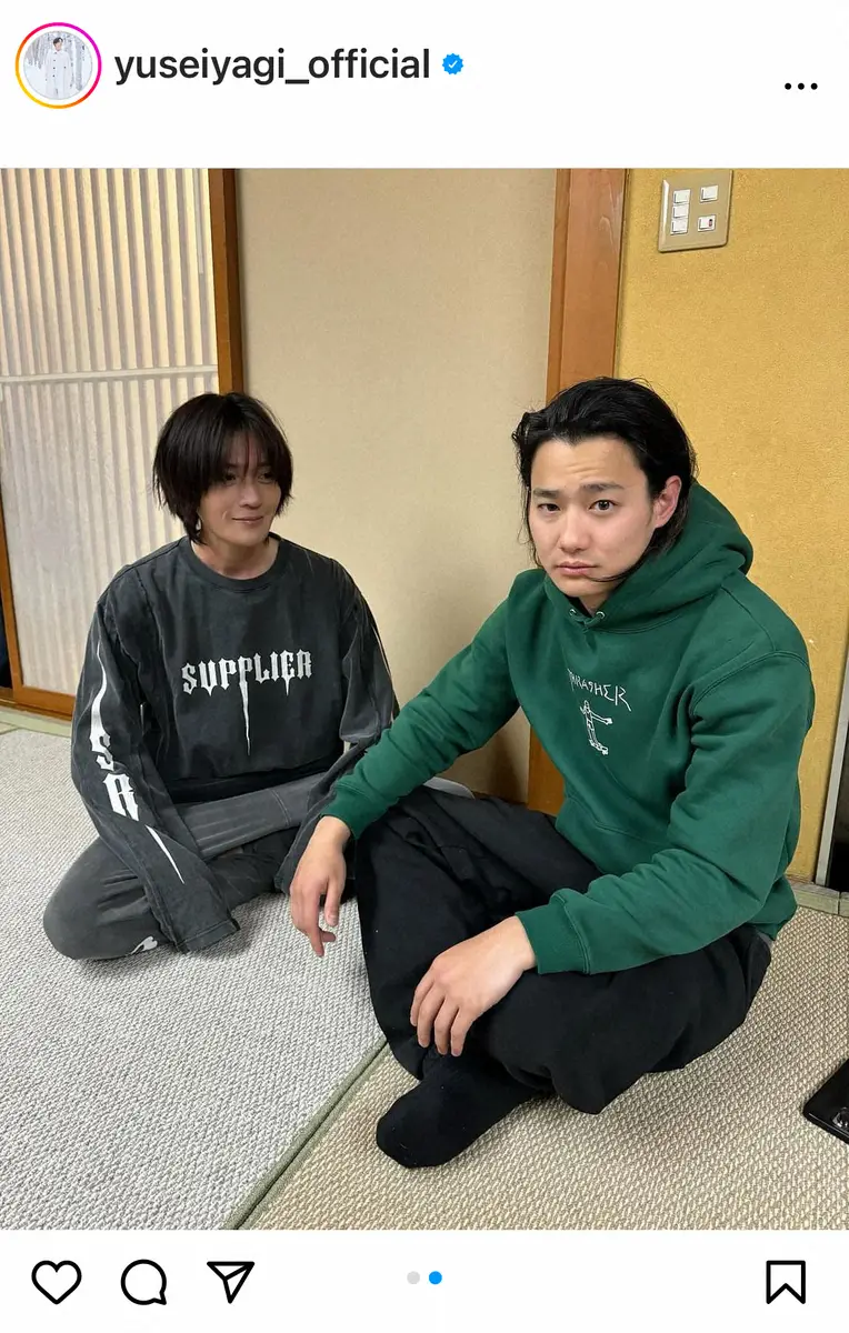 【画像・写真】八木勇征　“寝起き”人気俳優とのオフショットにファン悶絶「オフ感あって好き」「顔面偏差値レベチ」